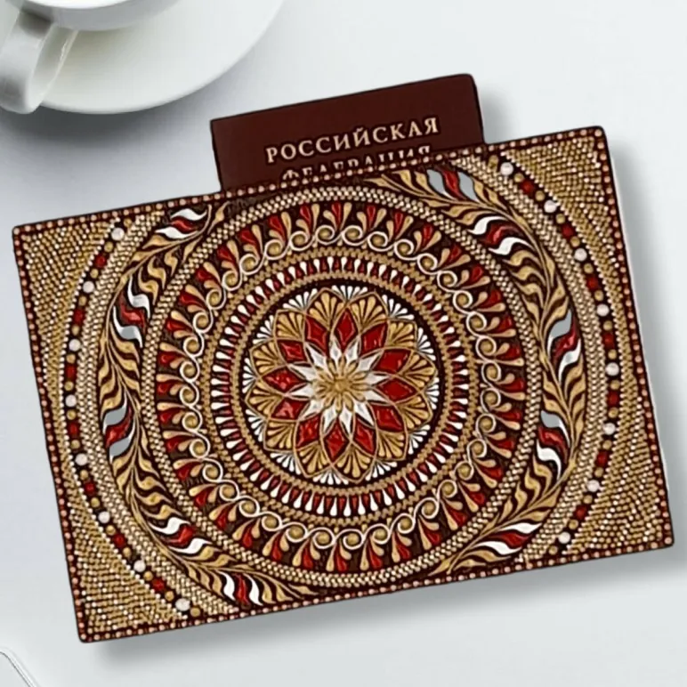 Обложка для паспорта из натуральной кожи "Осенний комплемент"