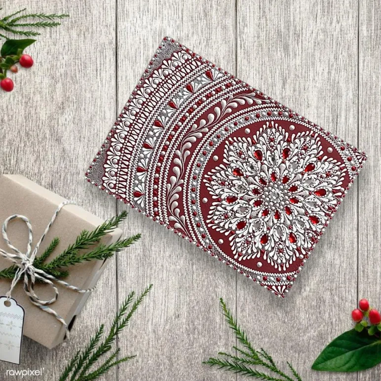 Обложка на паспорт из натуральной кожи "Снежные рубины"