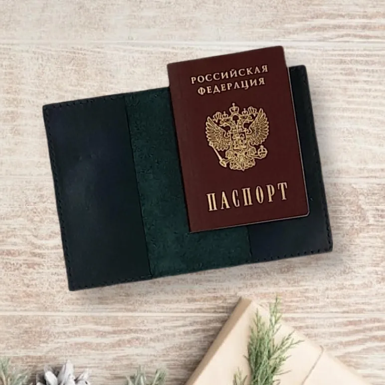 Обложка для паспорта из натуральной кожи "Зимние сумерки"
