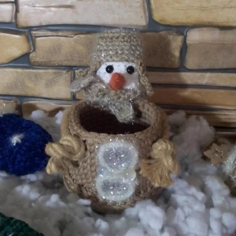 Снеговик корзинка связанная крючком ручной работы Ессентуки