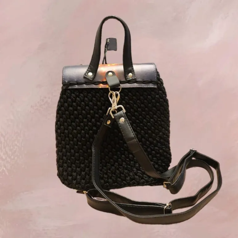 Рюкзак вязаный крючком из полиэфирного шнура