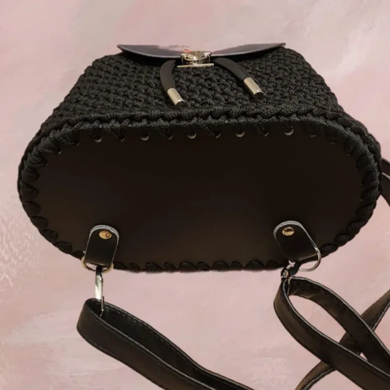 Рюкзак вязаный крючком из полиэфирного шнура