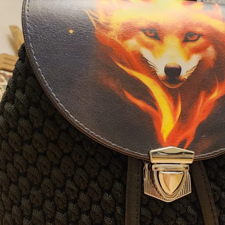 Рюкзак вязаный крючком из полиэфирного шнура