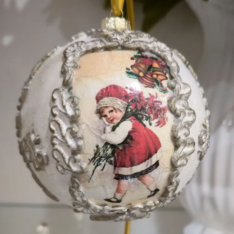 Набор елочных винтажных шаров ручной работы. Декупаж .