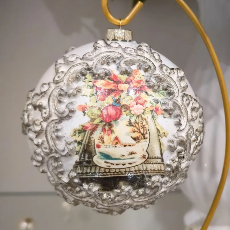 Набор елочных винтажных шаров ручной работы. Декупаж .