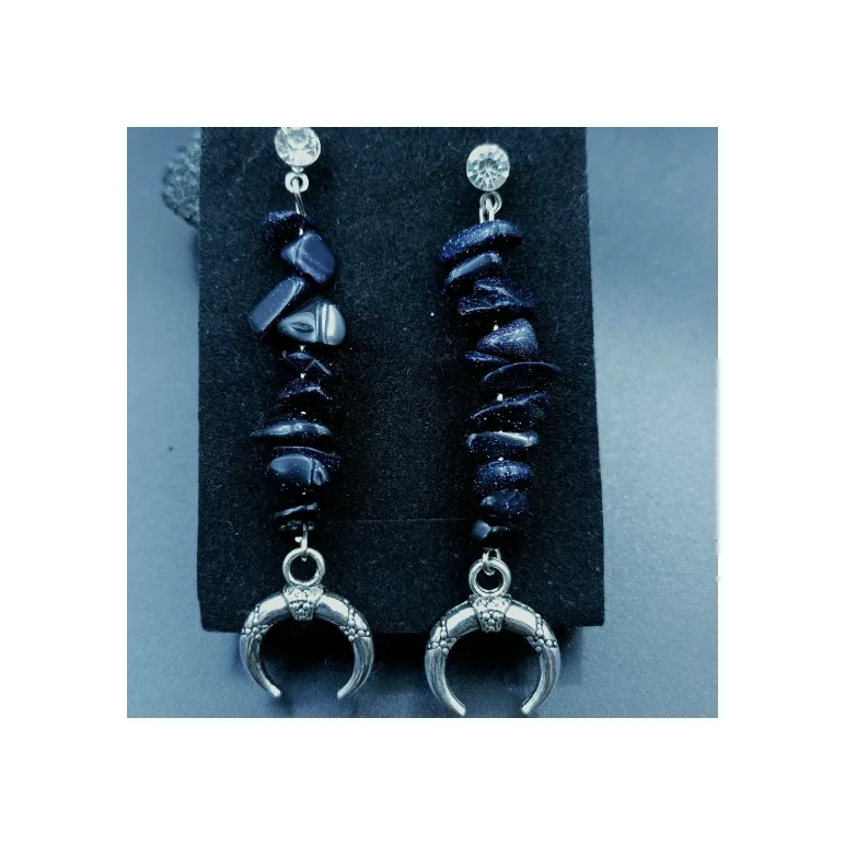 Серьги лунница с авантюрином