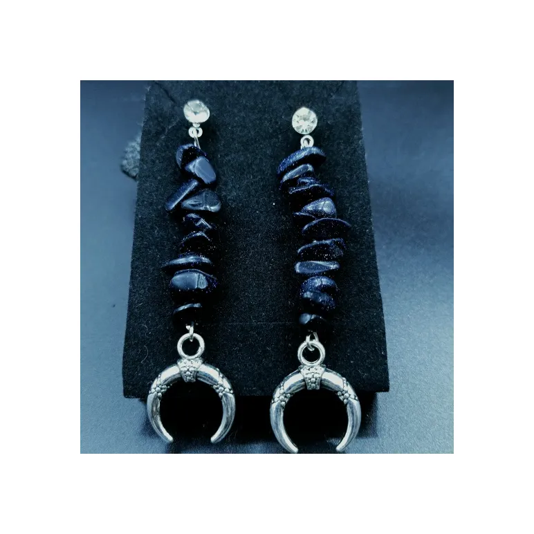 Серьги лунница с авантюрином