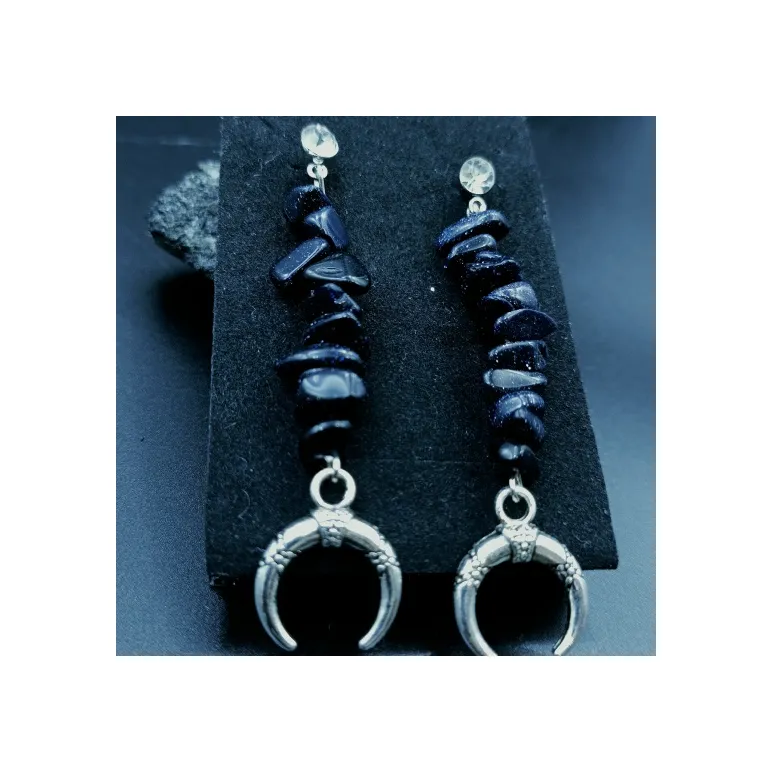 Серьги лунница с авантюрином