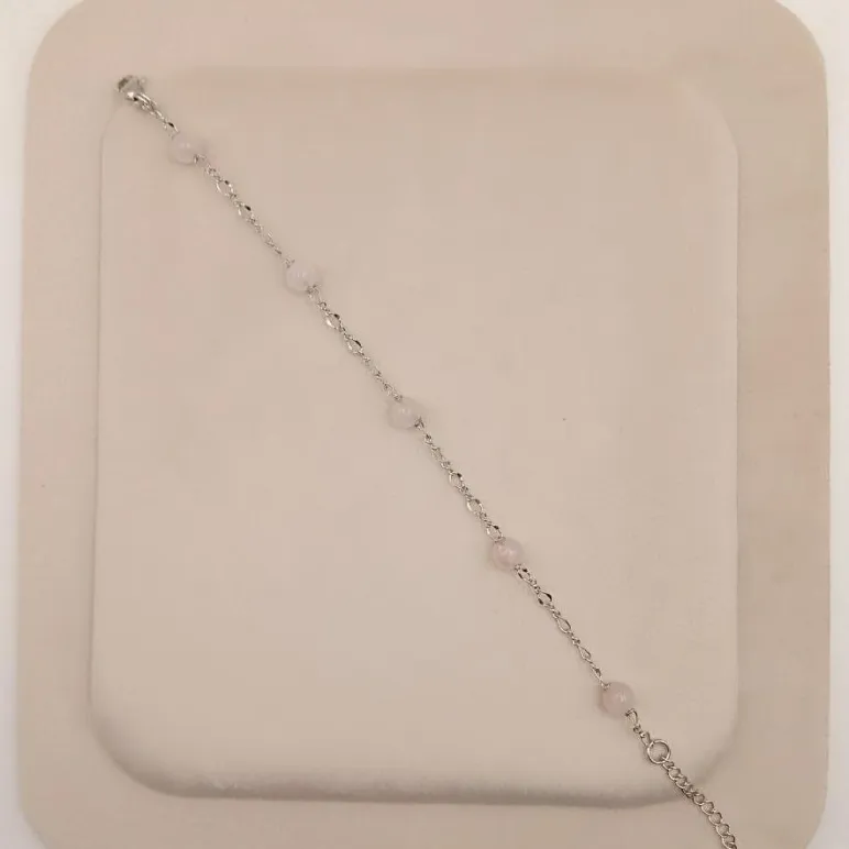 Браслет цепочка с розовым кварцем