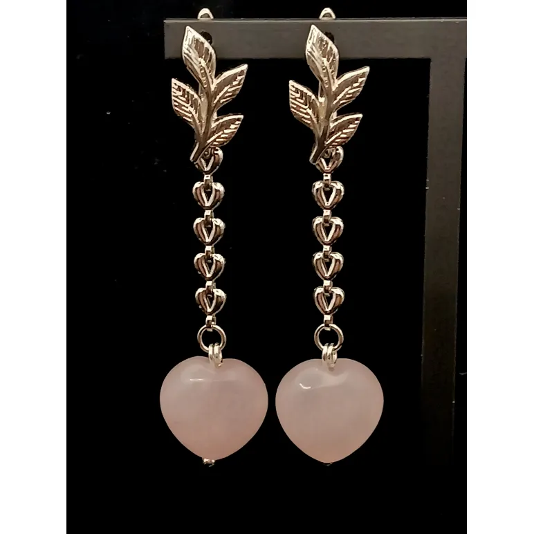 Серьги с розовым кварцем