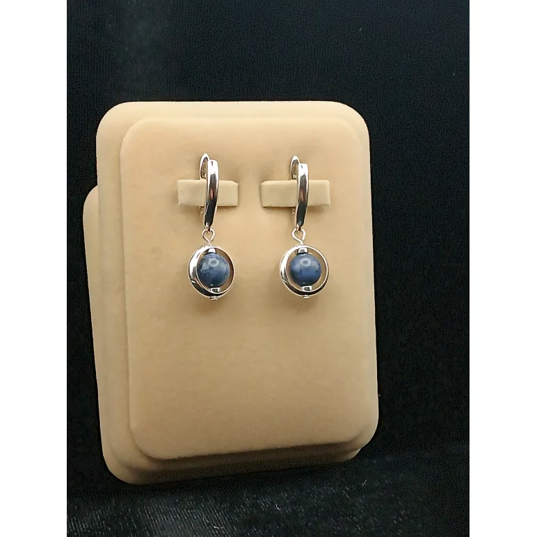 Серьги с камнем дюмортьеритом