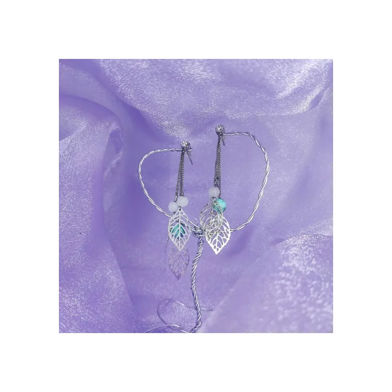 Серьги "Лунный камень и бирюза"