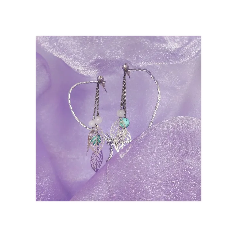 Серьги "Лунный камень и бирюза"