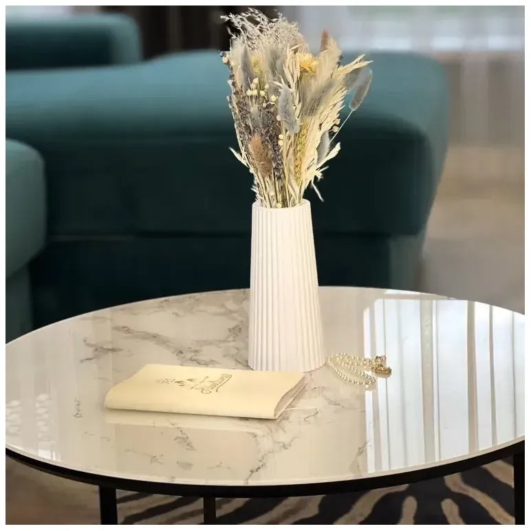 Ваза для сухоцветов белая гипсовая "Рельеф"