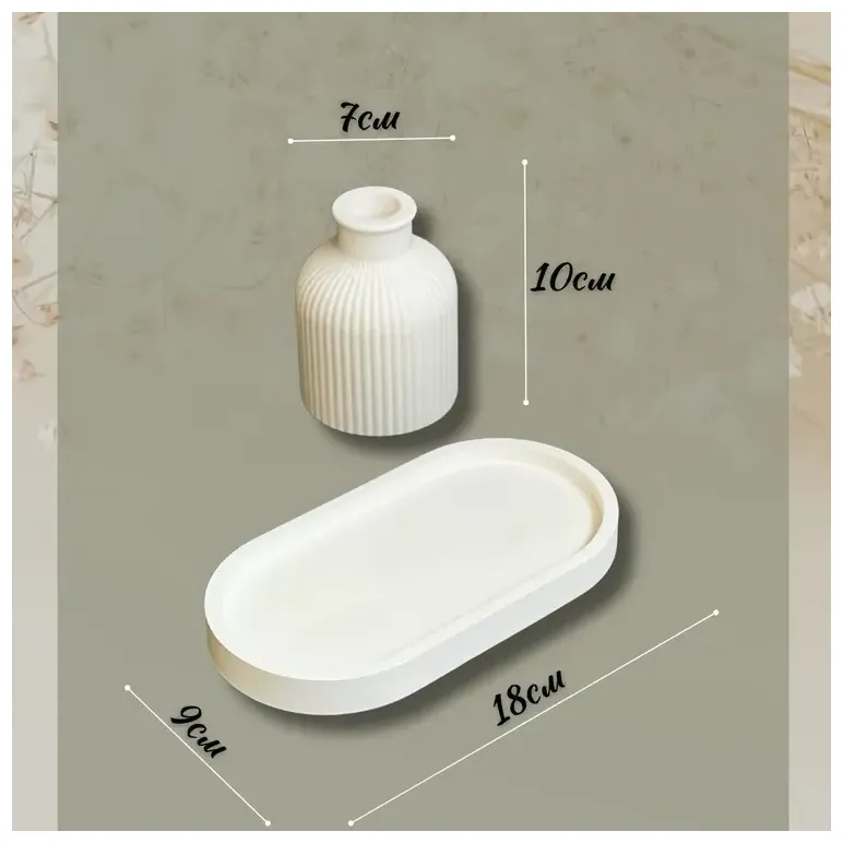 Поднос с вазой для сухоцветов декоративный