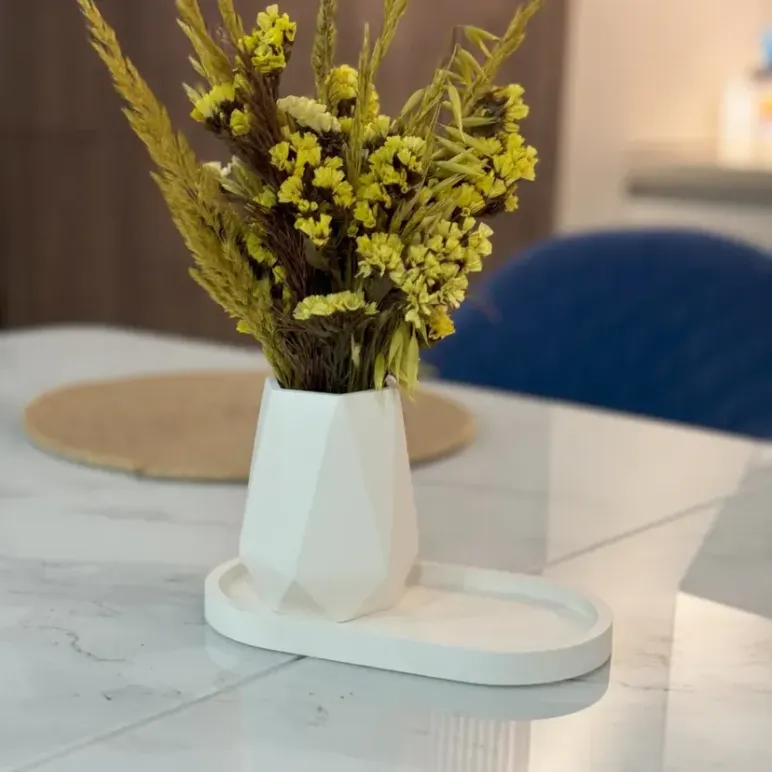 Поднос с вазой для сухоцветов декоративный "Грани"