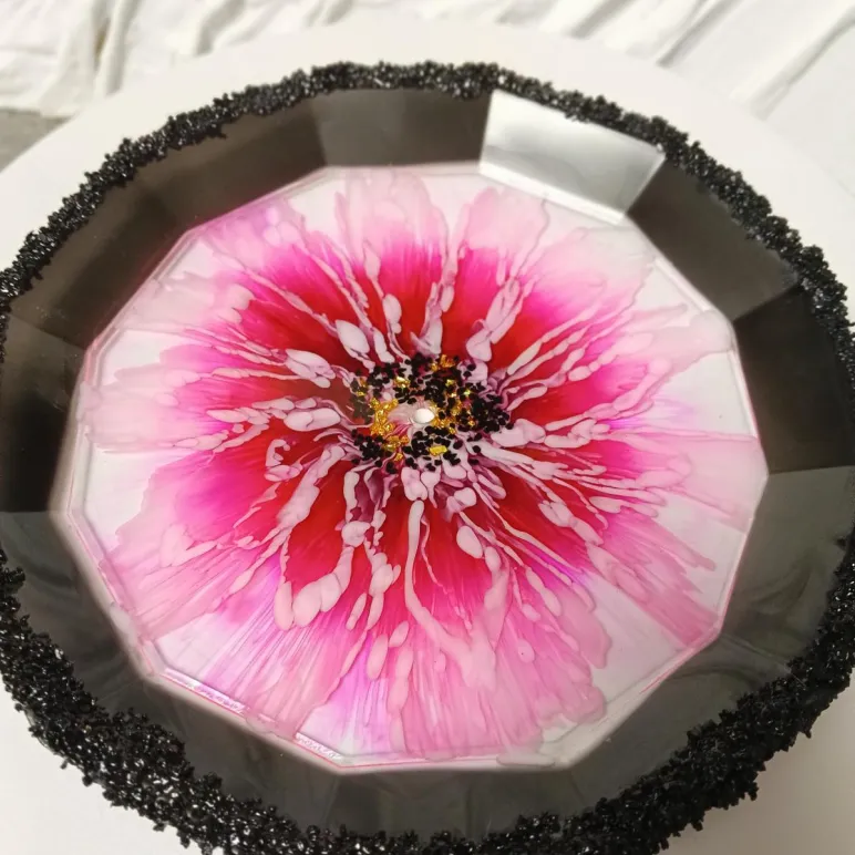 Фруктовница" Хризантема в черном" 3 яруса