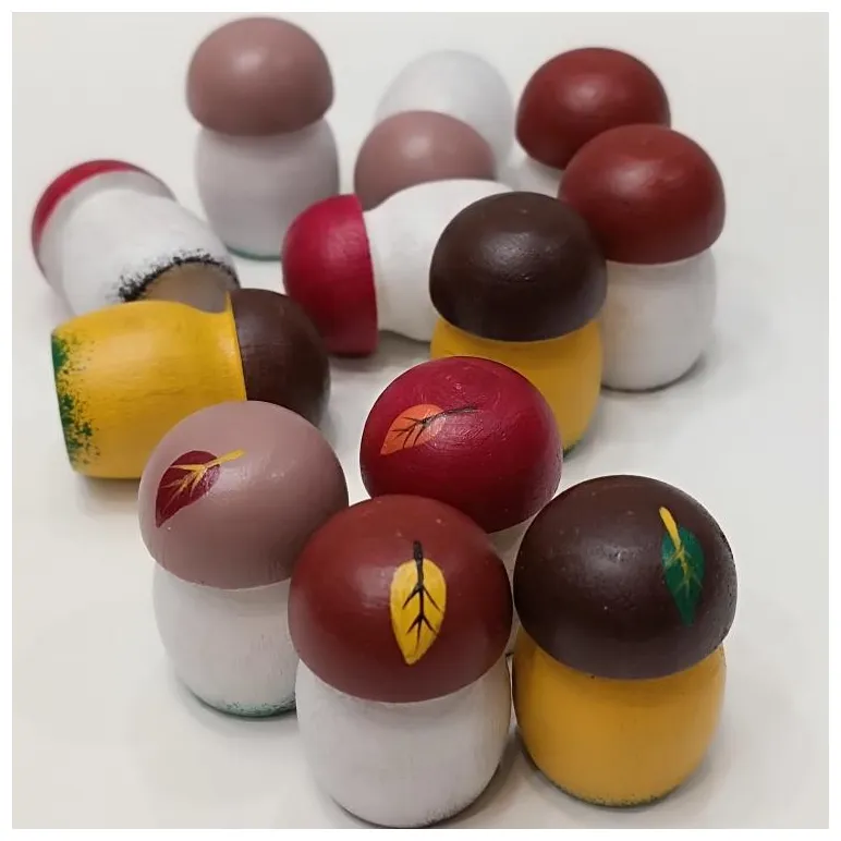 Счетный материал Лесные грибочки деревянные, 12шт