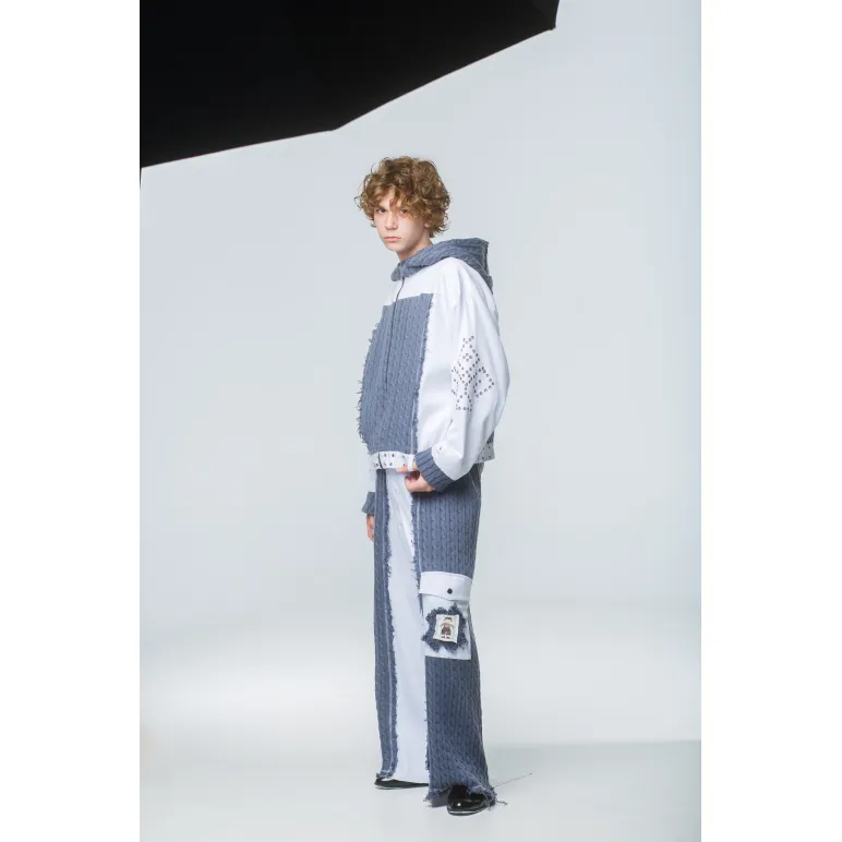 ​Авторский дизайнерский комплект в авангардном стиле. Жакет с капюшоном. Широкие брюки.