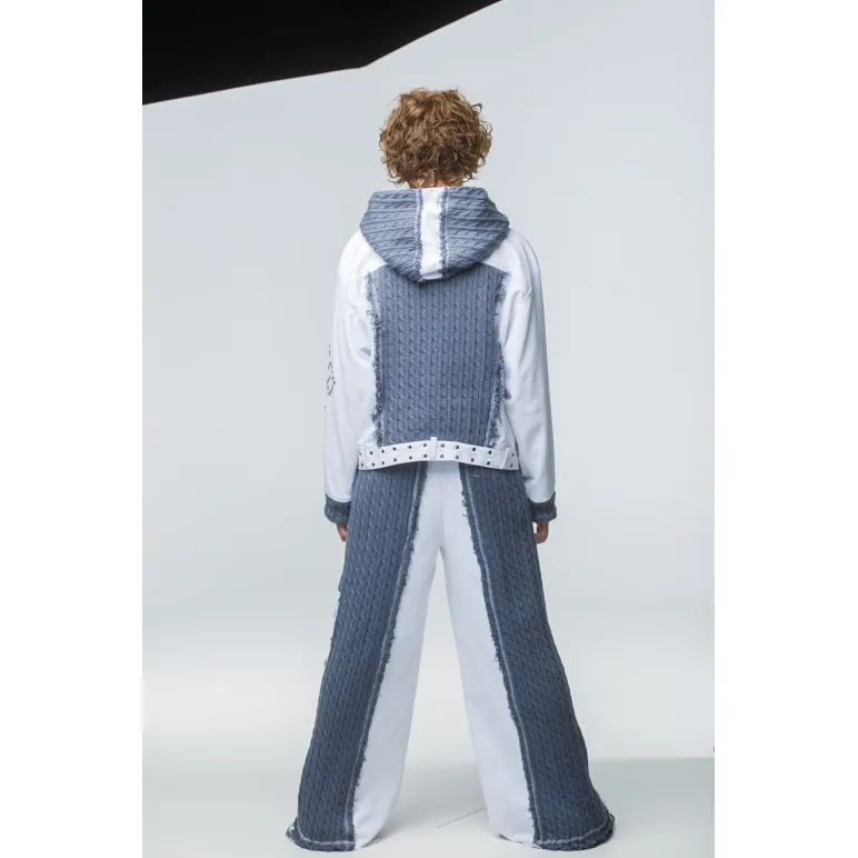 ​Авторский дизайнерский комплект в авангардном стиле. Жакет с капюшоном. Широкие брюки.