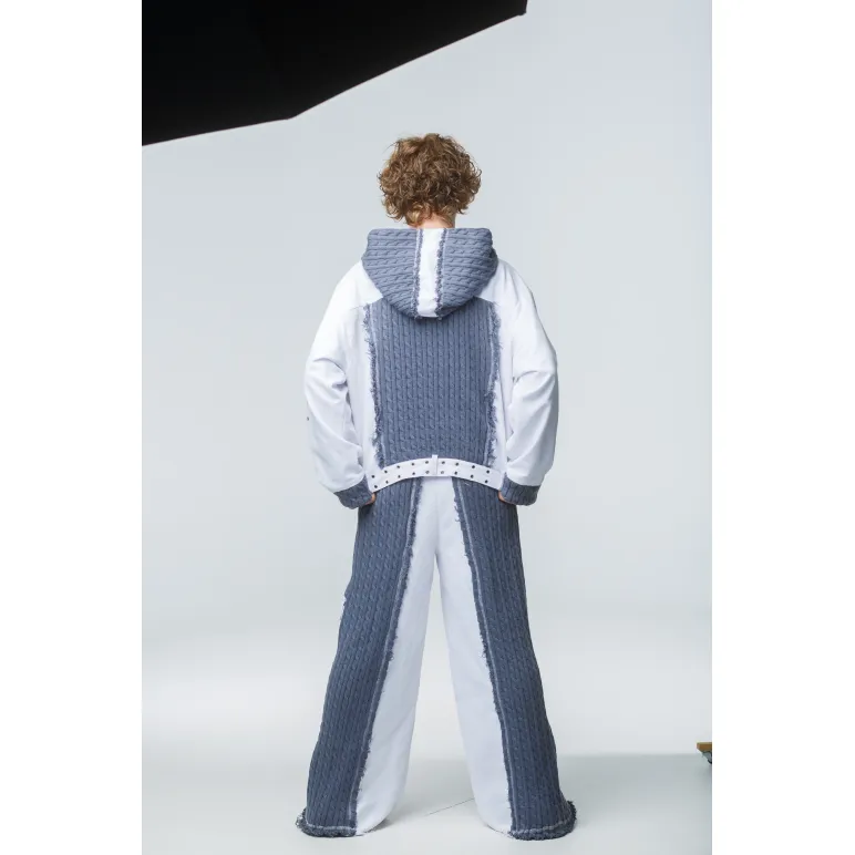 ​Авторский дизайнерский комплект в авангардном стиле. Жакет с капюшоном. Широкие брюки.