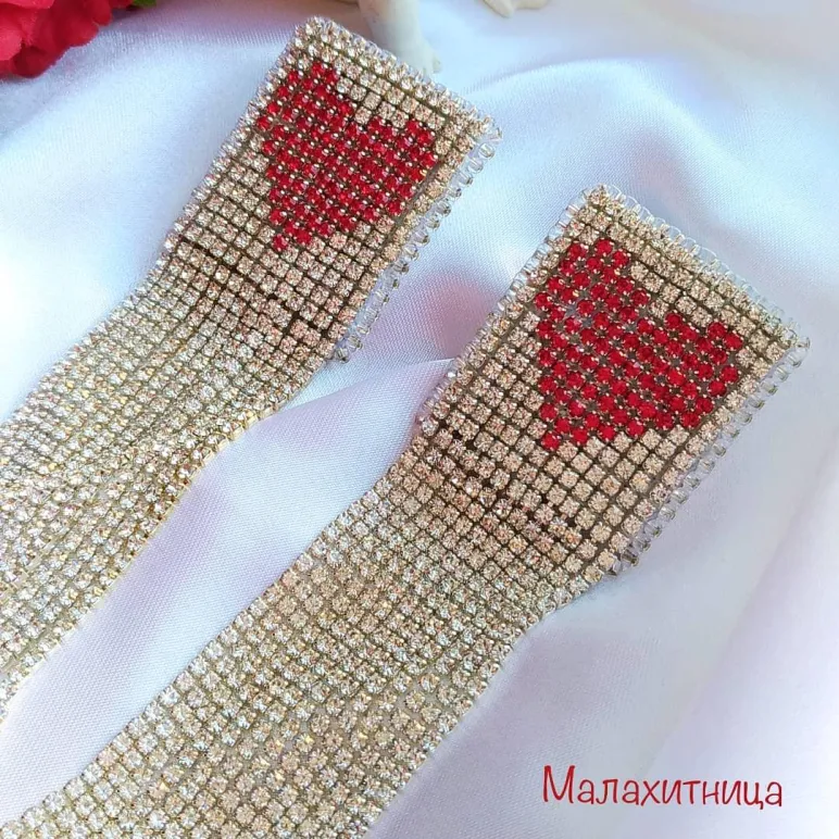 Серьги из страз "Возьми мое сердце"