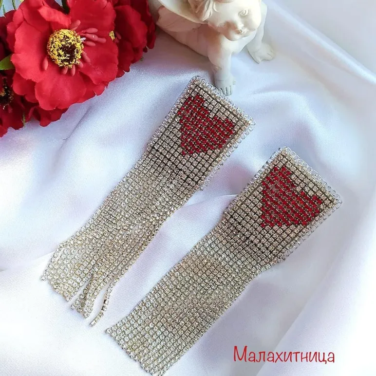 Серьги из страз "Возьми мое сердце"