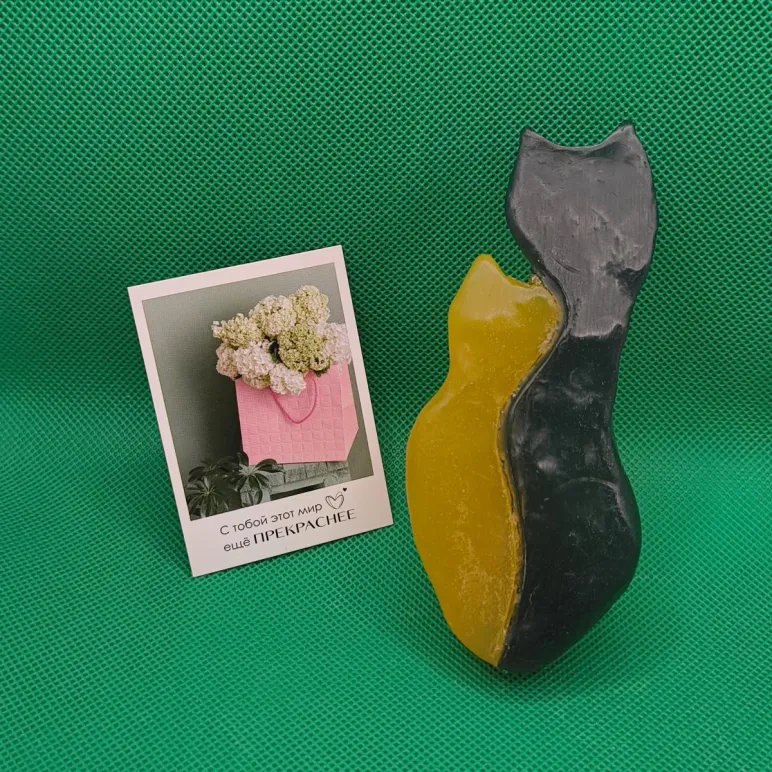 Оригинальный подарок мыло котики двухцветное к 14 февраля