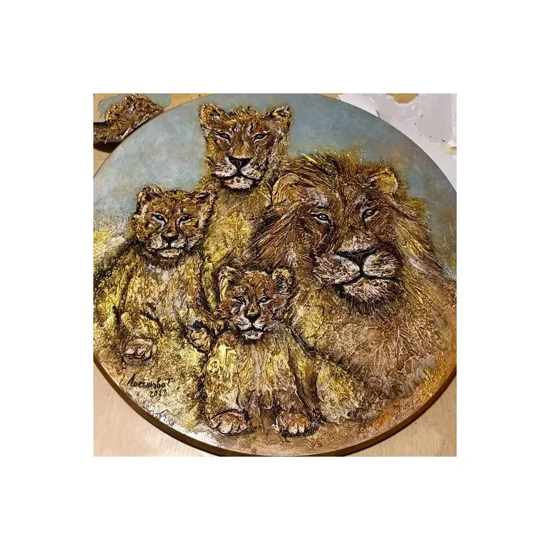 "Львы" круглая картина