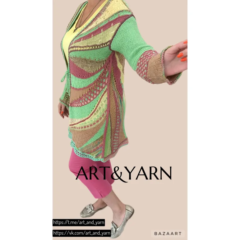 НЕЖНОЕ ЛЕТО ЛЕТНИЙ КАРДИГАН В ТЕХНИКЕ ФРИФОРМ НЕЖНОЕ ЛЕТО летний кардиган в технике фриформ