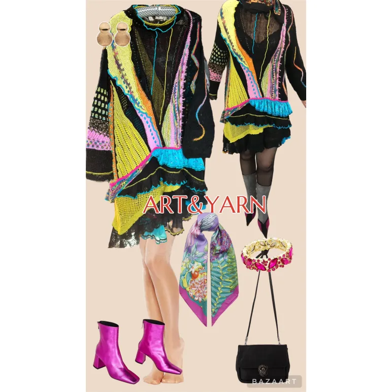 КОЛОМБИНА арт-платье ручной вязки