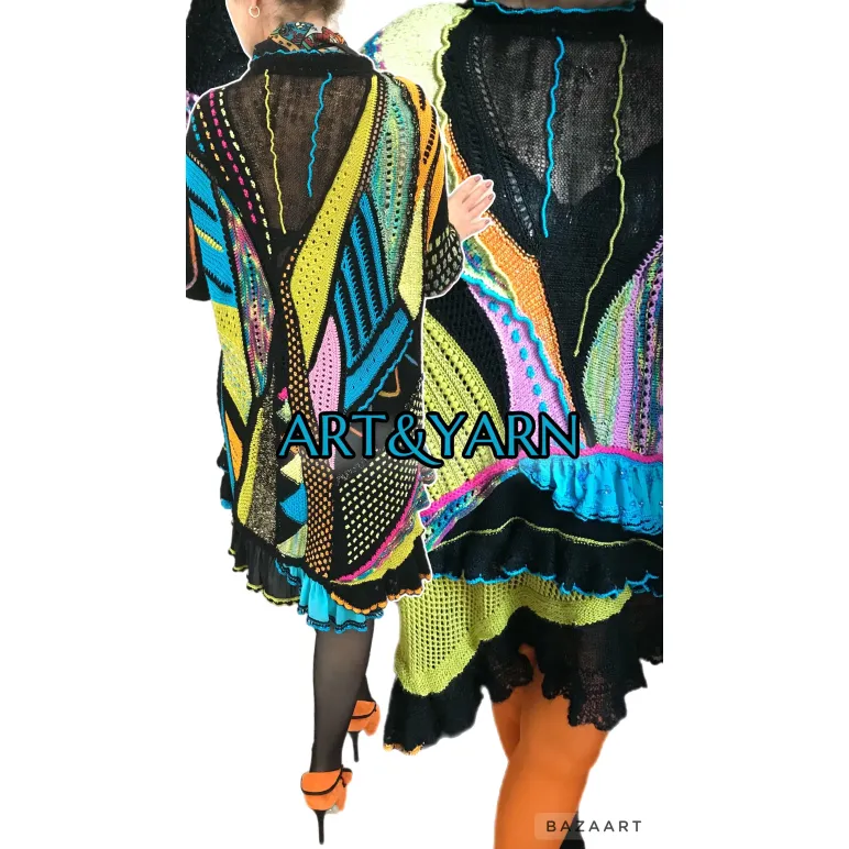 КОЛОМБИНА арт-платье ручной вязки