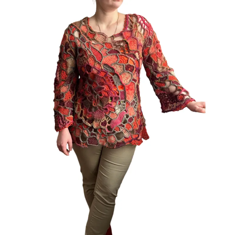 ФРАНЦУЗСКИЕ ЗАПЛАТКИ джемпер в технике фриформ