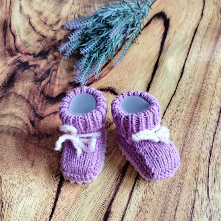 Пинетки вязаные из шерсти мериноса для новорожденного 0-6 мес