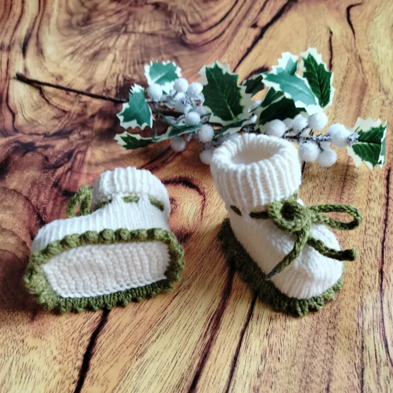 Пинетки вязаные из шерсти мериноса для новорожденного 0-6 мес