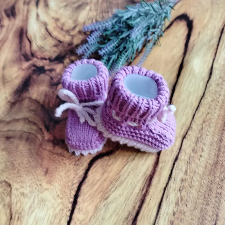 Пинетки вязаные из шерсти мериноса для новорожденного 0-6 мес