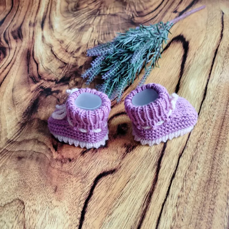 Пинетки вязаные из шерсти мериноса для новорожденного 0-6 мес