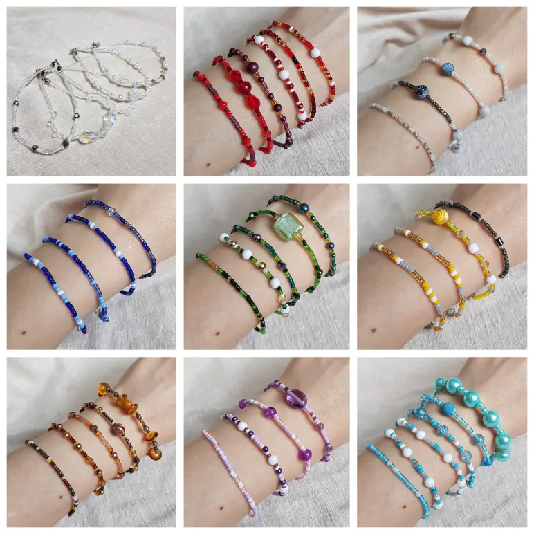 Браслеты из бисера с бусинами и кристаллами