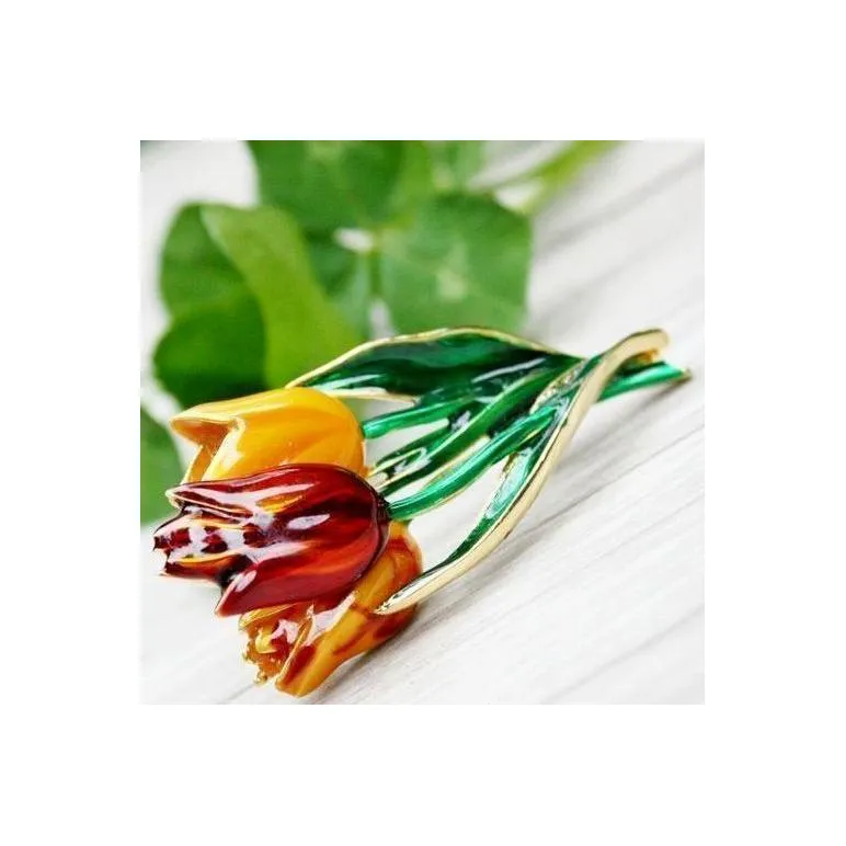 Винтажная брошь "Букет тюльпанов" MFA