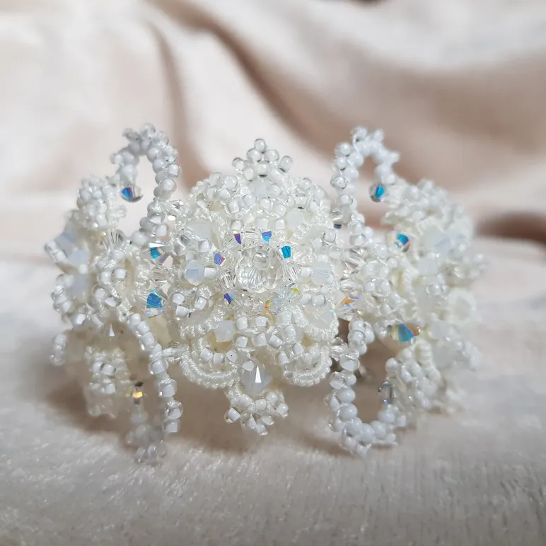 Браслет и серьги "Хрустальный звон" фриволите