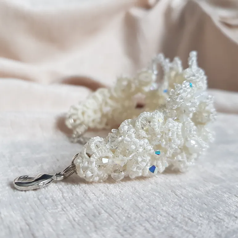 Браслет и серьги "Хрустальный звон" фриволите