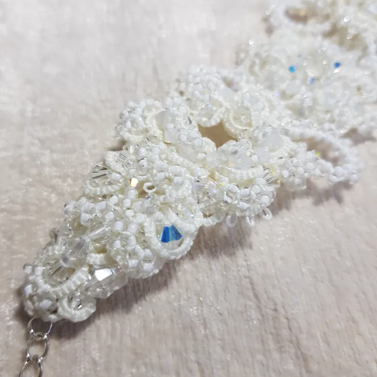 Браслет и серьги "Хрустальный звон" фриволите