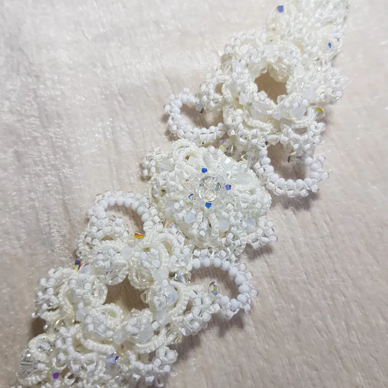 Браслет и серьги "Хрустальный звон" фриволите