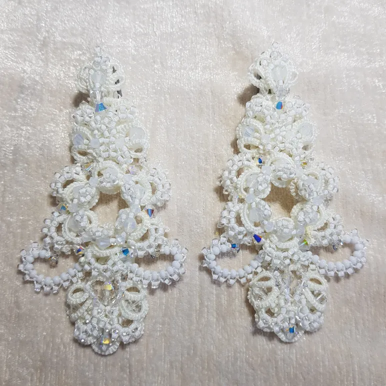 Браслет и серьги "Хрустальный звон" фриволите