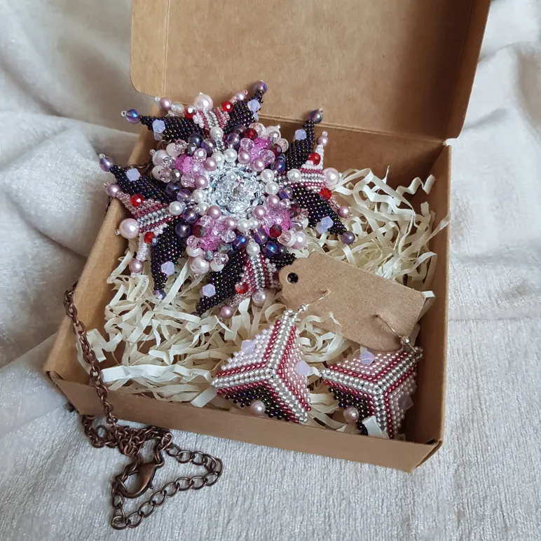 ​Брошь-орден-подвеска и Серьги "Воздушная сливка"