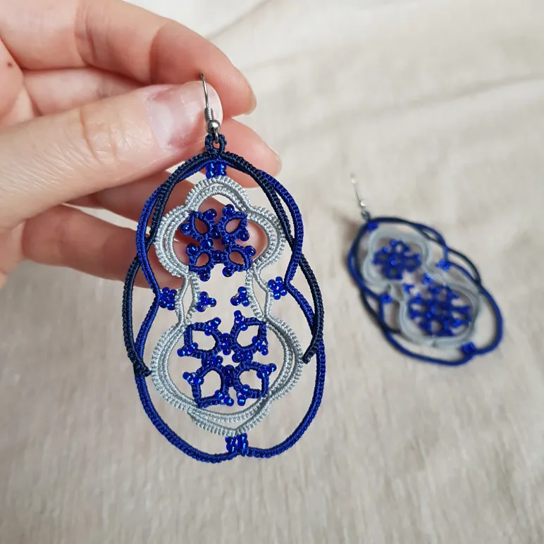 ​Браслет и серьги "Матрёшки" фриволите