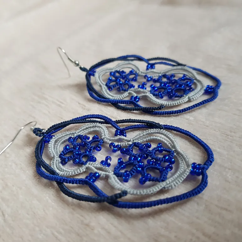 ​Браслет и серьги "Матрёшки" фриволите