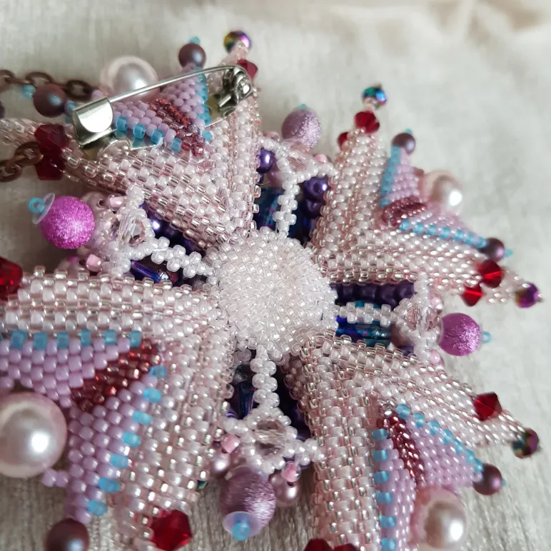 Брошь-орден-подвеска и Серьги "Жемчужная роза"