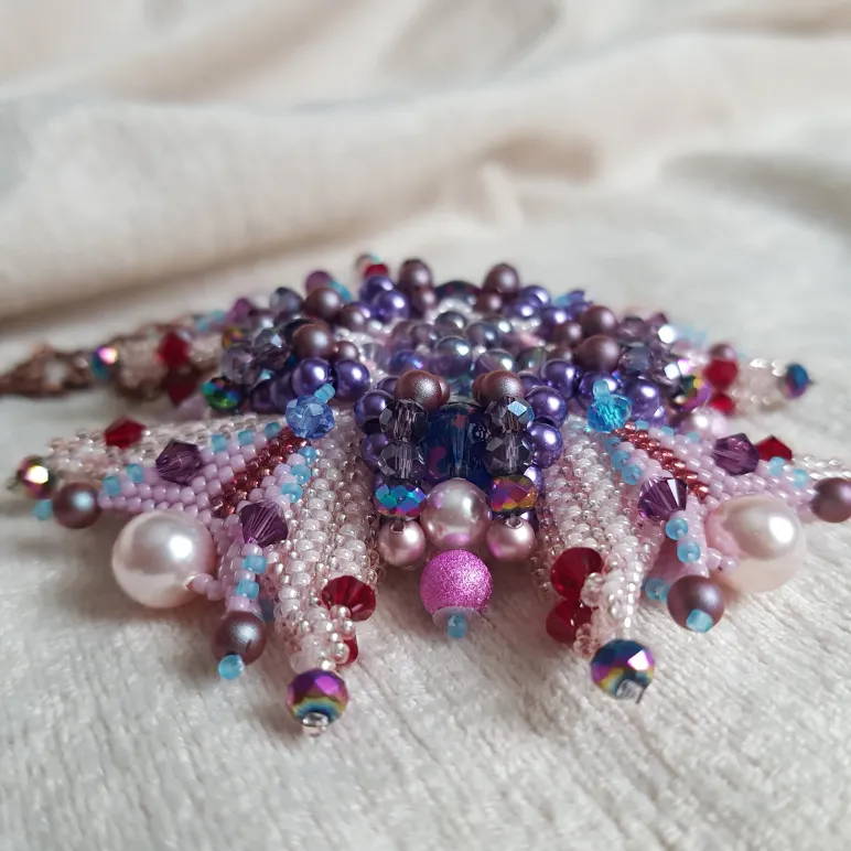 Брошь-орден-подвеска и Серьги "Жемчужная роза"