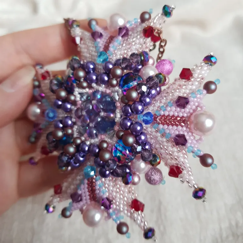 Брошь-орден-подвеска и Серьги "Жемчужная роза"